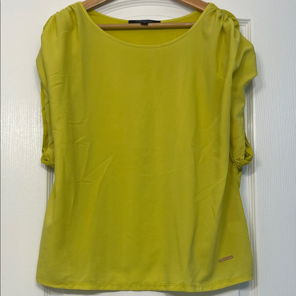 Marc New York Lime Green Short Sleeve Scoop Neck Blouse Large